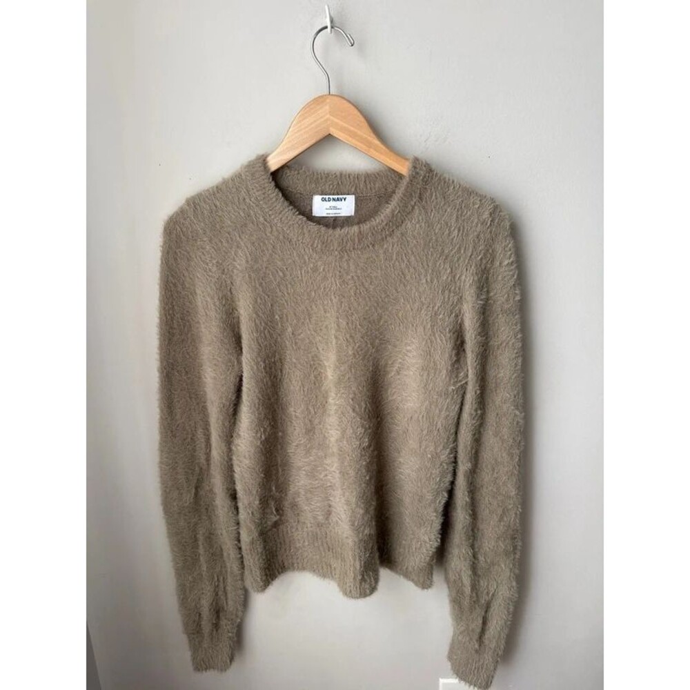 Old Navy Taupe Fuzzy Eyelash Knit Sweater Small Tall